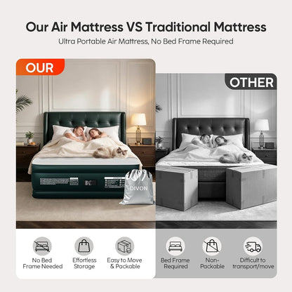 Queen Air Mattress with Built-In Pump, 18" Raised for Home and Travel8