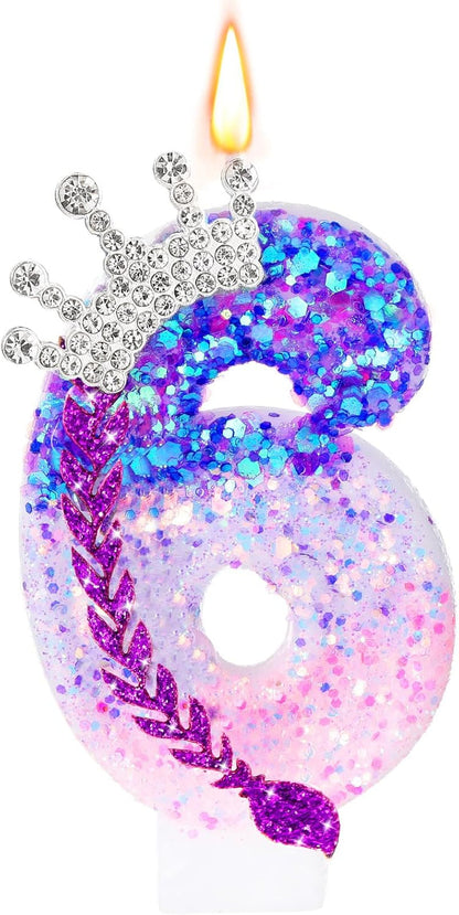 Kpop Cake Topper 6 Birthday Number Candle Decoration,Braid Crown1