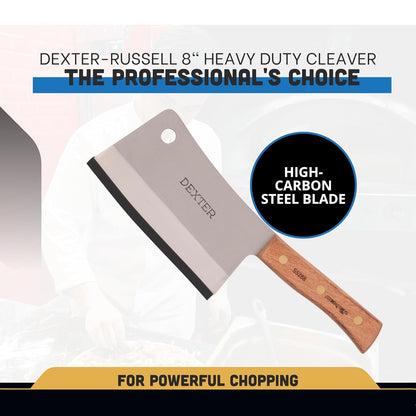 '-Russell S5288 8-Inch Heavy Duty Cleaver Knife, Traditional Series Professional Butcher and Chef Cleaver, High-Carbon Stainless Steel Blade with Riveted Rosewood Handle, USA Made3