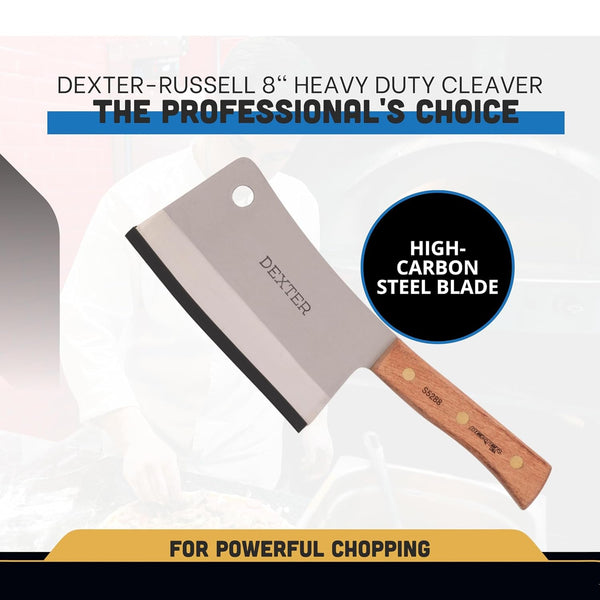'-Russell S5288 8-Inch Heavy Duty Cleaver Knife, Traditional Series Professional Butcher and Chef Cleaver, High-Carbon Stainless Steel Blade with Riveted Rosewood Handle, USA Made3