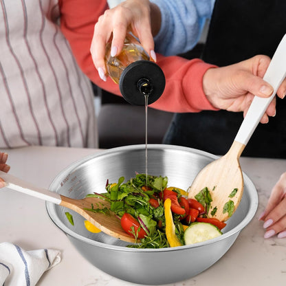 Stainless Steel Mixing Bowls 3 Packs Nesting Baking Supplies Small Thicker Stainless Steel Flat Bottom Stackable Salad Bowl Mixing Bowls Set for Cooking, Baking, Salad,Serving(1000/1500/2000Ml)4