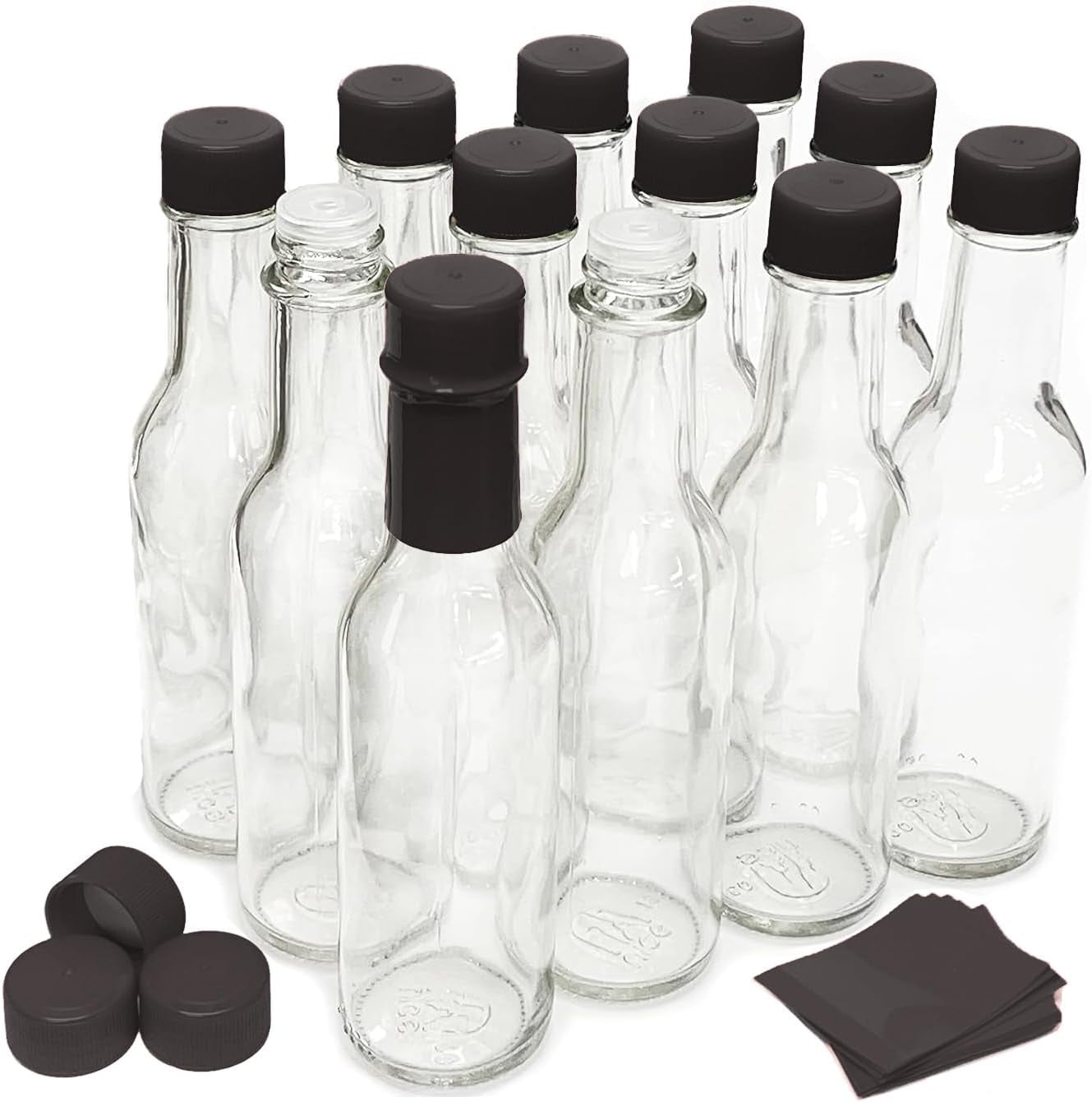 hot-sauce-bottles-with-shrink-bands-5-oz-black-cap-12-pack