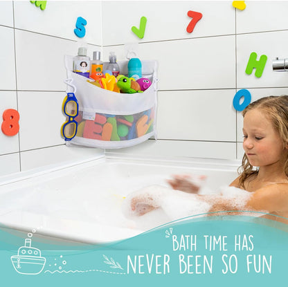 Mesh Bath Toy Holder Organizer – the Perfect Corner Bathtub Toy Storage & Bathroom or Shower Caddy – This Multi-Use Net Bag Makes Baby Bath Toy Storage Easy – for Kids & Toddlers2