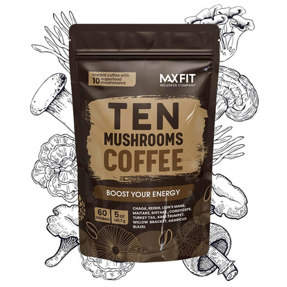 Mushroom Coffee (60 Servings) 10 Mushrooms (Lion’S Mane, Cordyceps, Turkey Tail & Other) Mixed with Gourmet Arabica Instant Immune Boosting Coffee for Focus & Gut Health Support7