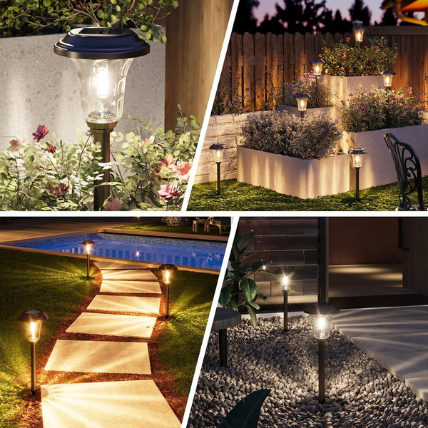Solar Lights Outdoor, 6 Pack Metal Glass Solar Pathway Lights7