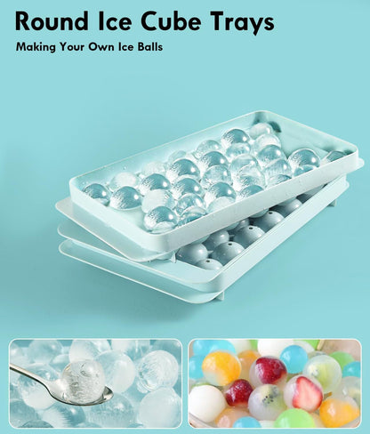 Ice Cube Tray with Lid and Bin – round Ice Cube Trays for Freezer, Bpa-Free Food-Grade Ice Mold, Stackable Ice Ball Maker, Iced Bucket Kits, Circle Ice Tray for Cocktails, Whiskey, Coffee, and Drinks2
