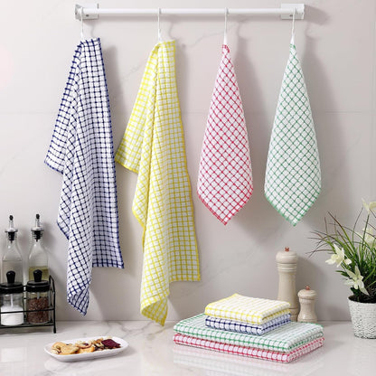 Kitchen Towels and Dishcloths Set, Set of 8, Blue/Yellow/Red/Green | Cotton Terry Kitchen Dish Towels, Super Soft and Absorbent Dish Cloths, 16 X 25 and 12 X 12 Inches7