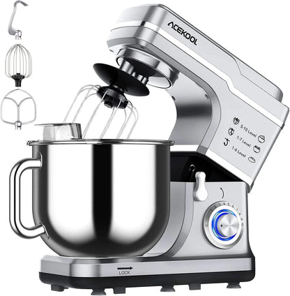 7 Quart Stand Mixer, Stable Design, 660W Tilt-Head Stand Mixer with 10-Speed Stepless Control for Bread, Pizza, Cake and Cookie Dough, Large Stainless Steel Bowl, Silver1