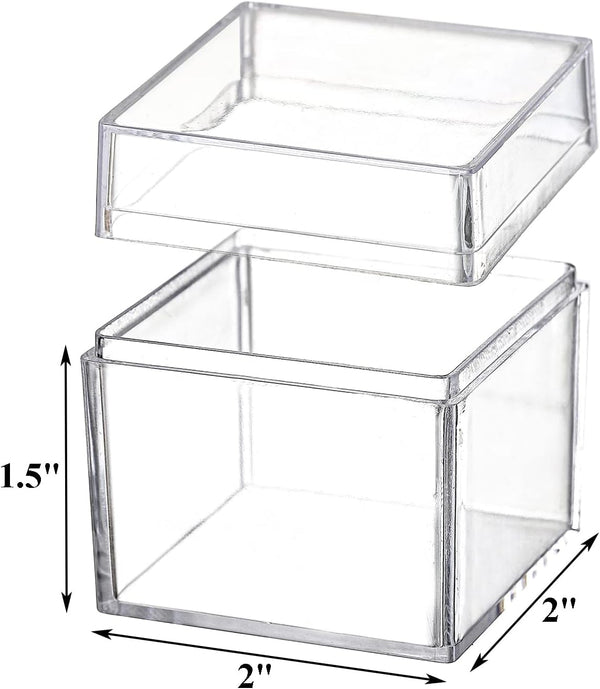 36 Pack Acrylic Boxes with Lid, Clear Square Cubes Treat Gift Boxes Candy Storage Container for Candy, Little Trinkets, Jewelry, Party Favor, 2''X2''X2''/5X5X5Cm3