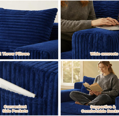 Boneless Loveseat Sofa Bed, Tri-Folding Convertible Futon Sleeper with Handle & Side Pockets, 54'' Boneless Couch with Hook and Loop No Assembly for Small Space,Living Room & Bedroom6