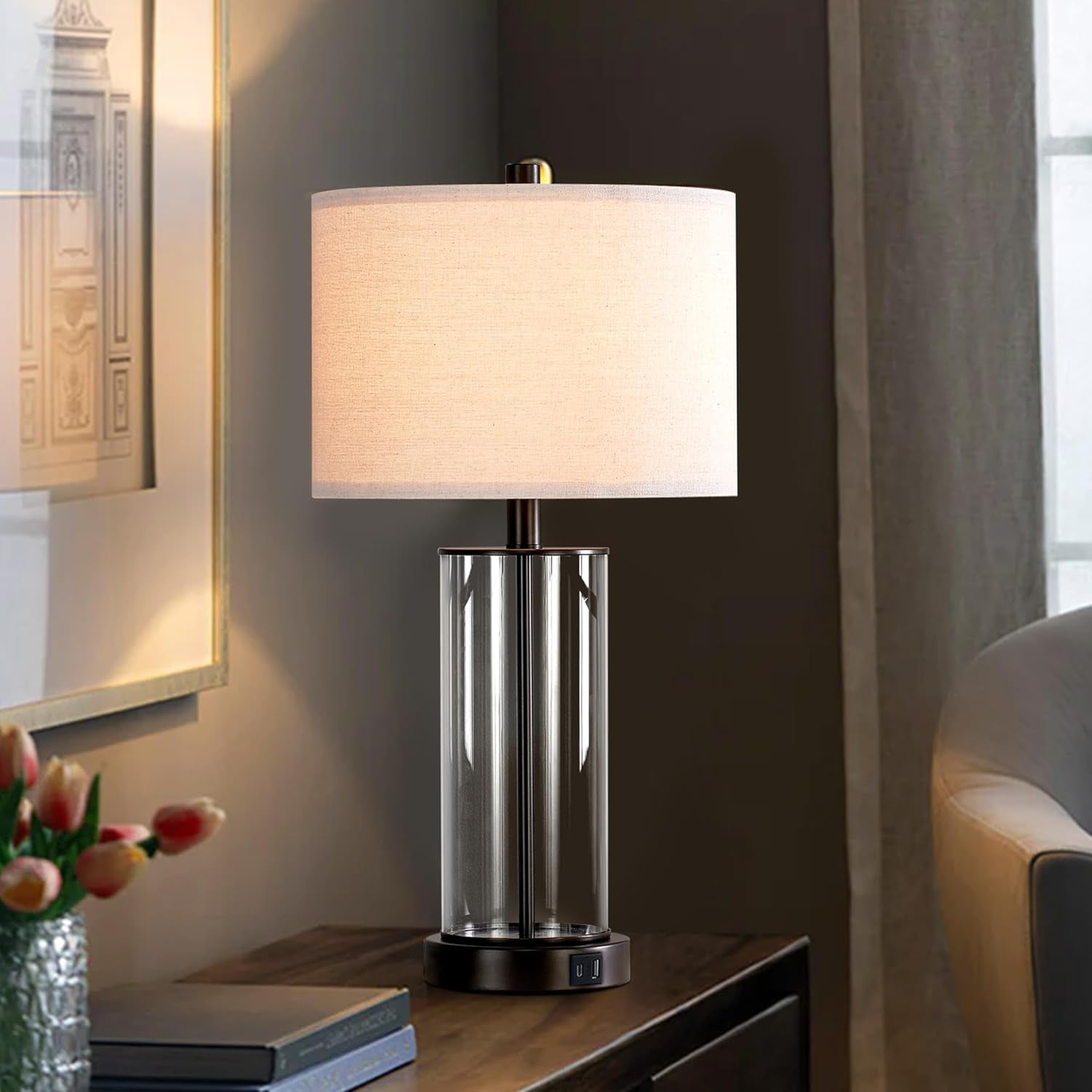 23-clear-glass-table-lamp-set-of-2-bedroom-lamps-with-usb-ports-and-ac-outlet-living-room-nightstand-lamp-bulbs-included