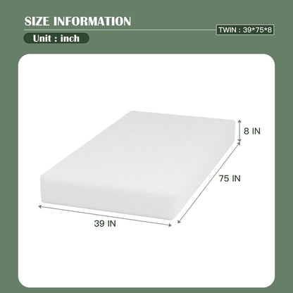 | 8 Inch Twin Mattress | Medium Firm Base Foam Mattress | Removable Washable Zipper Cover | Breathable & Comfortable | White | Bed in a Box | Certipur-Us Certified2