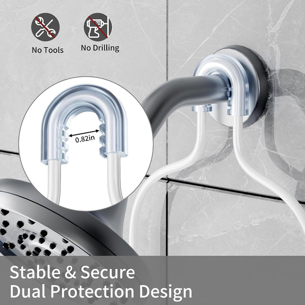 White Shower Organizer Hanging - 2 over the Shower Head Caddies + Soap Dish, Stainless Steel Rust-Free Bath Organizer2