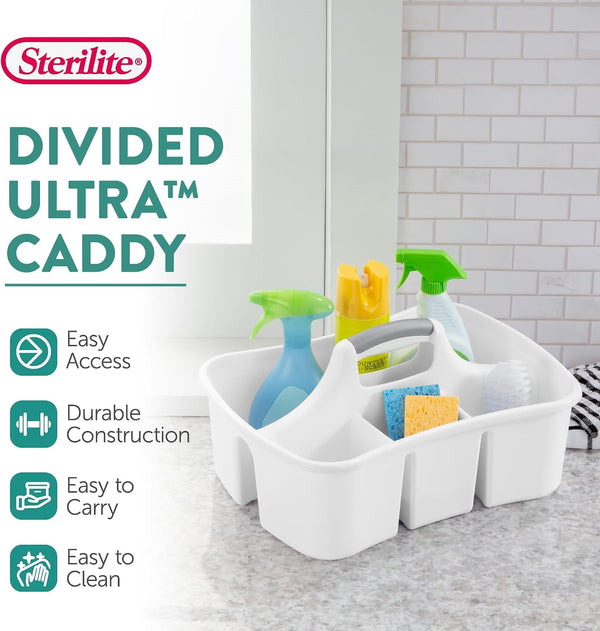 Divided Ultra Caddy, Plastic Portable Organizer, White, 12-Pack2