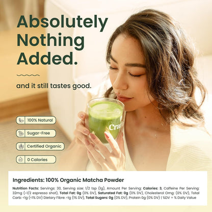 Ceremonial Grade Matcha Powder | Organic | 100% First Harvest | Unsweetened Authentic Japanese Daily Matcha Green Tea Powder (30G / 1.06Oz)5