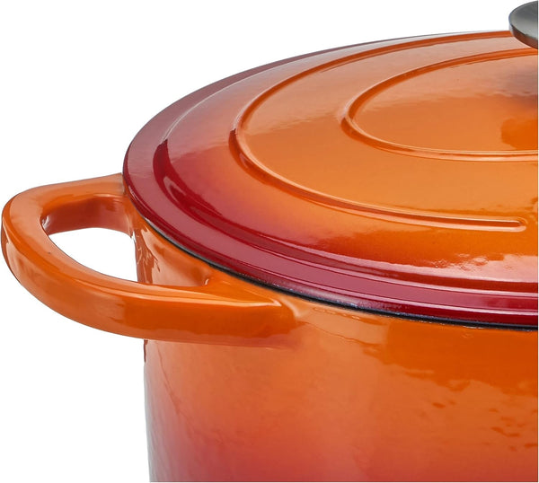 Crock Pot Artisan 7-Quart Oval Enameled Cast Iron Dutch Oven – Sunset Orange, Durable Heavy-Duty Cookware for Slow Cooking, Roasting, Baking with Lid4