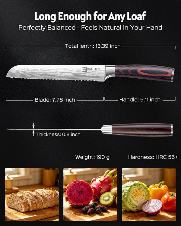 Bread Knife, 8" Serrated Bread Knife for Homemade Bread, Gift Box7