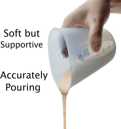 Silicone Measuring Cups, Blender, Liquid, Paint and Resin Mixing (16Oz & 8Oz), Squeeze, Pour Mixing Coffee, Making Cake, Cookies Baking, BPA Free. for Molds, Jewelry Making, Waxing, Easy to Clean5
