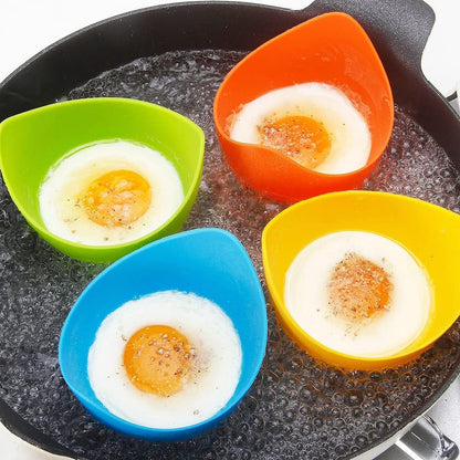 4 Pack Silicone Egg Poacher Cups with Oil Brush, Gift Box | Nonstick Egg Poaching Cups, BPA Free, Ring Standers, Dishwasher Safe, for Stovetop, Microwave, Air Fryer, Baking Oven3