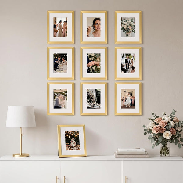 8X10 Picture Frame, Photo Collage Wall Decor Set of 10, Gold2