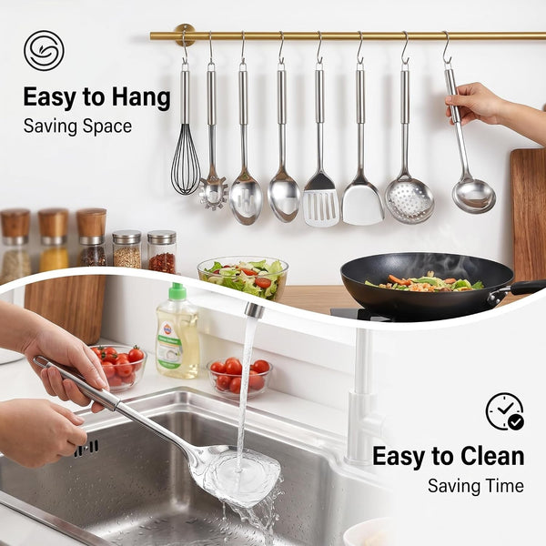 Stainless Steel Cooking Utensils Set, 31 PCS Metal Kitchen Utensils4