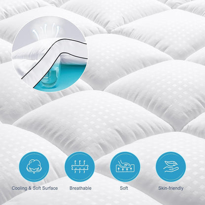 King Size Dual Layer 4 Inch Memory Foam Mattress Topper, 2 Inch Gel Memory Foam and 2 Inch Cooling Pillow Top Mattress Pad Cover for Back Pain, Medium Support5