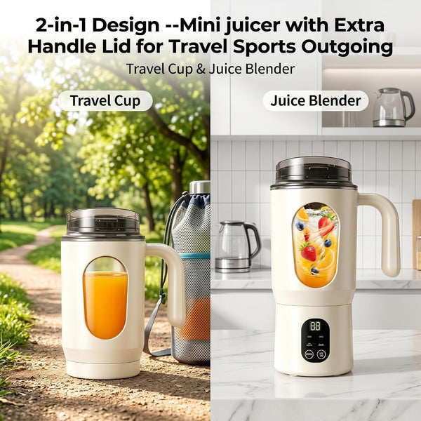 Portable Blender 20Oz Personal Electric Juicer Cup with 12 Blades Auto Cleaning，Rechargeable Travel Blender for Smoothies, Shakes, Salsa, Ice Crushing & Frozen Drinks,With Lid for Direct Drinking2