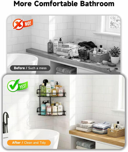 Shower Caddy Suction Cup, 2 Pack Suction Shower Shelf, Black6