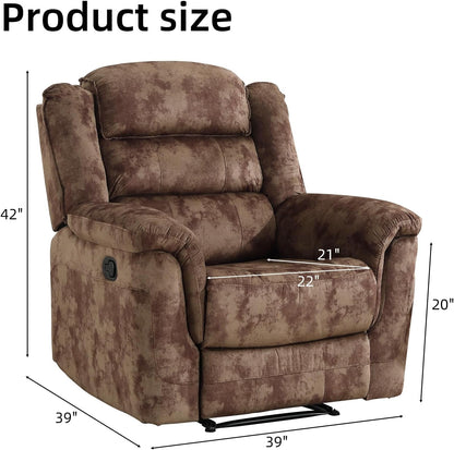 Manual Recliner Chair, Soft Fabric Recliner Sofa with Overstuffed Armrest and Backrest for Living Room, Bedroom, Brown2