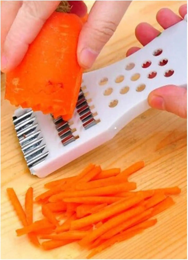 1Pc Multifunctional Kitchen Vegetable Cutter, Carrot Slicer Cucumber Slicer Cheese Grater Peeler, Stainless Steel Blade Kitchen Tool for Daily Meal Prep(5Pcs White)6
