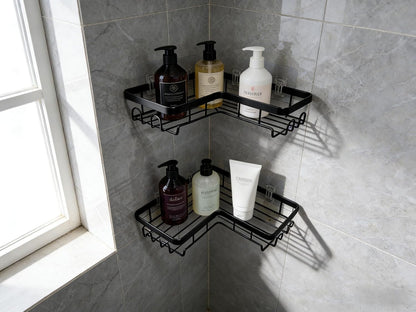 Shower Caddy 2 Pack, No Drilling Adhesive Bathroom Organizer Shelf Rack, Corner Shower Shelf with Hooks for Home Decor & Storage8