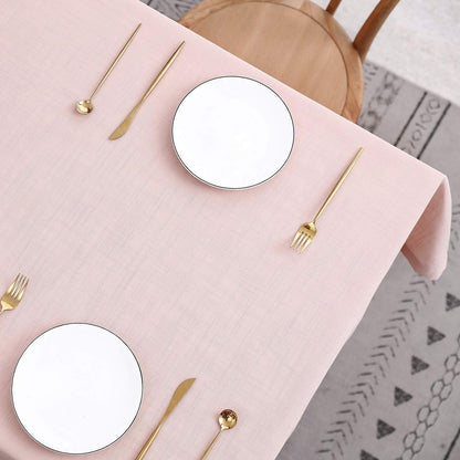 Lux Faux Linen Table Cloth with Slubby Texture Wrinkle Resistant Anti-Shrink Soft Tablecloth for Kitchen Dining Tabletop for Buffet Banquet Parties Event Dinner Rectangle 52 X 70 Inch Blush4