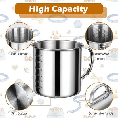 2 Pcs Dog Food Scoop 1.5 Cup,304 Stainless Steel Measuring Cups,1.5 Cup Measuring Scoop for Dogs, Cats, Birds & Rabbits4