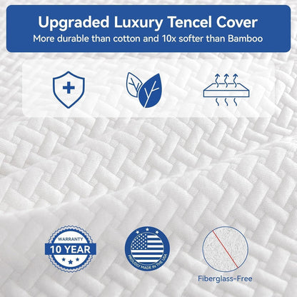 Extra Firm Mattress, 8 Inch King Size Premier Cooling Green Tea Gel Memory Foam Mattress in Box, High-Density Mattress for Back Pain, Removable Fiberglass Free Cover, Certipur-Us, 80'' X 76''4