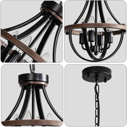 Farmhouse Chandelier, Modern Hanging Pendant Lighting, 4-Light Rustic Ceiling Light Fixture, Vintage Chandelier for Hallway Foyer Dining Room Entryway Kitchen Island Bedroom7
