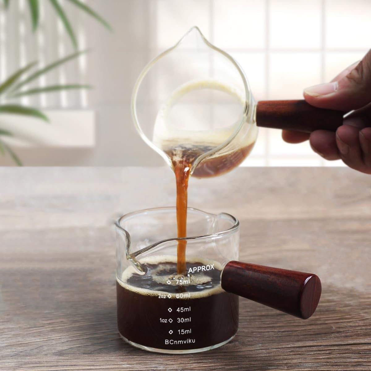 2-pcs-double-spouts-measuring-triple-pitcher-milk-cup-with-wood-handle-75ml-espresso-shot-glasses-parts-clear-glass-by