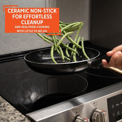 10 Inch Bistro Cera Aluminum Speckled Black Ceramic Fry Pan | Ideal for Frying and Sautéing4