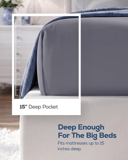 Queen Fitted Sheet, Ultra Soft Fits up to 15 Inch Deep Pocket, Grey2