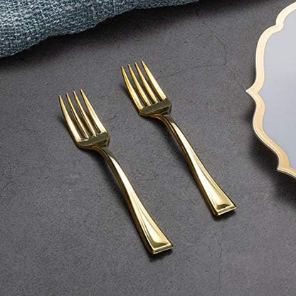 80 Pack Disposable Gold Mini Plastic Fork 4In Appetizer Dessert | Mini 4-Inch Forks. Gold Plastic Design. Disposable Tableware. Dessert, Appetizer & Tasting Use. 80 Pack Value8