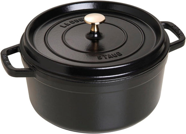 STAUB Cast Iron Dutch Oven 5.5-Qt round Cocotte, Made in France, Serves 5-6, Black Matte1