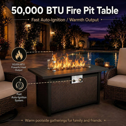 5-Piece Patio Furniture Set, Fire Pit and Swivel Rocker Chairs3