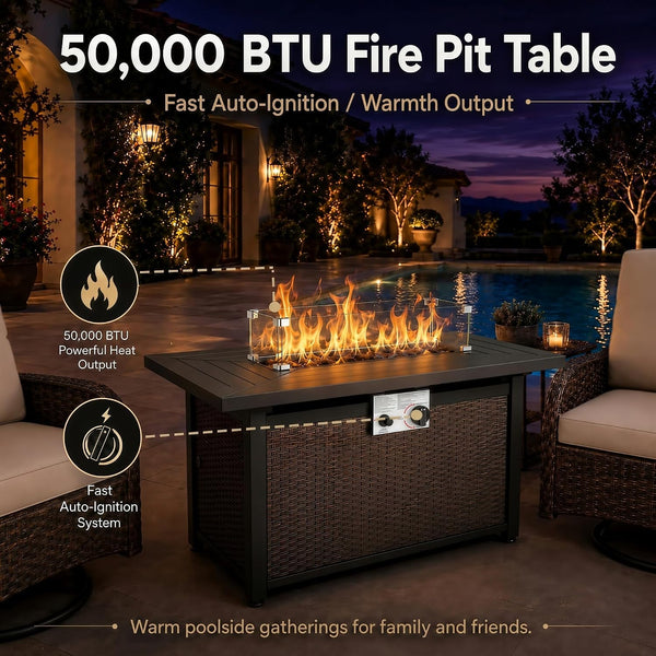 5-Piece Patio Furniture Set, Fire Pit and Swivel Rocker Chairs3