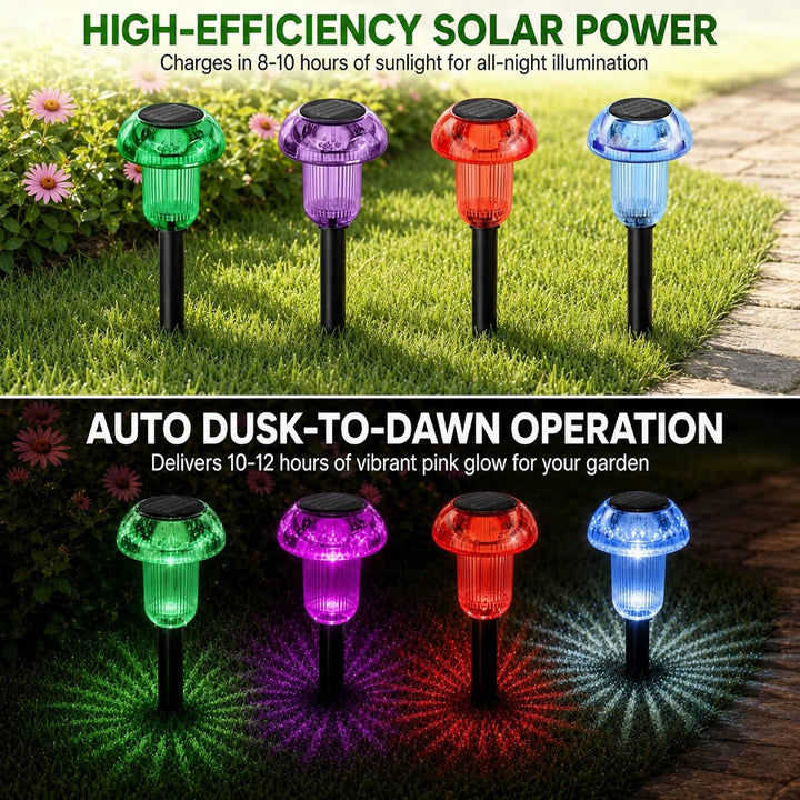 Solar Garden Lights Outdoor, 8 Pack Mushroom Pathway Lights for Yard Decor+2