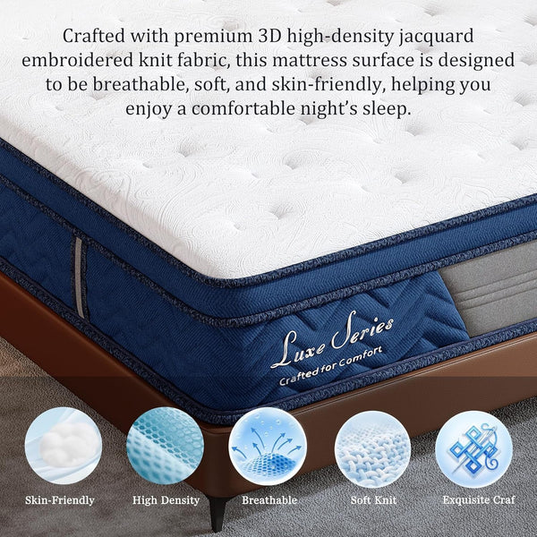 Full XL Size 14 Inch Mattress Medium Firm Hybrid Mattress in a Box4