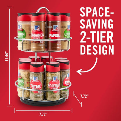 Spice Rack, Two Tier Chrome, Featuring 16 Herbs & Spices for Everyday Cooking, Great Gift for Housewarming, Wedding & Bridal Shower, 26.09 Oz12