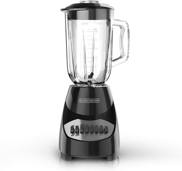 BLACK+DECKER Countertop Blender with 6-Cup Glass Jar, 10-Speed Settings, Black, BL2010BG2