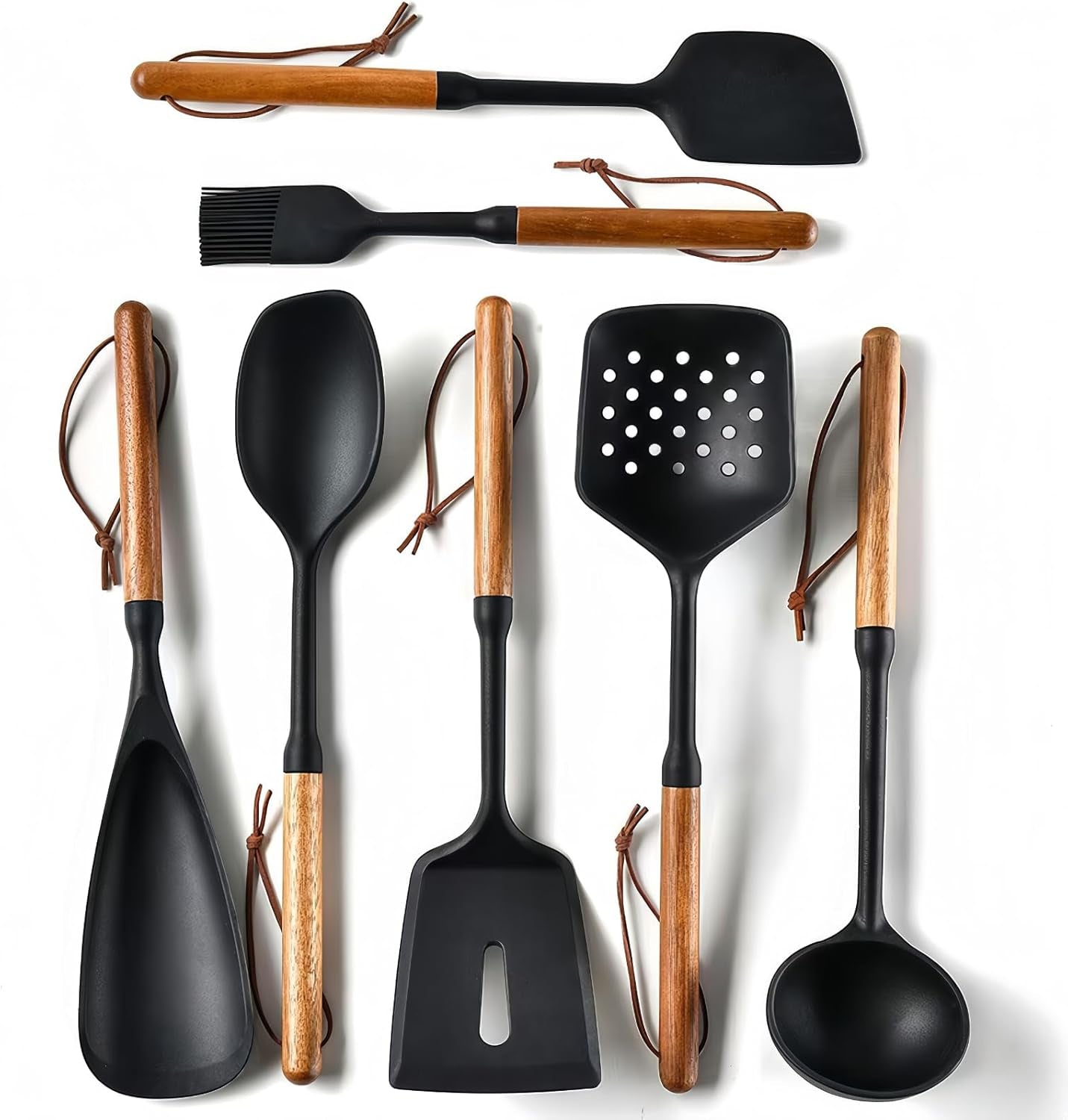 exquisite-silicone-cooking-utensils-set-non-toxic-heat-resistant-kitchen-utensils-set-with-food-grade-silicone-wood-handles-includes-spatula-spoon-for-non-stick-cookware-black