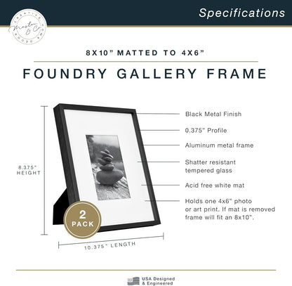 Master & Co. Foundry Metal Picture Frame, 8X10 Matted to 4X63