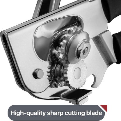Commercial Can Opener Heavy Duty, Hand Crank for Large Cans, Black | Manual Can Opener, High-Carbon Blade, Extra-Long Handle, Oversize Knob, Built-In Magnet & Bottle Opener, for #10 Cans3