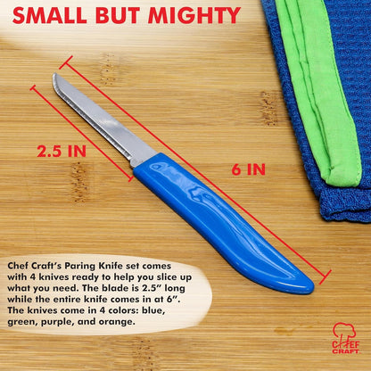 Select Paring Knife Set, 2.5 Inch Blade 6 Inch in Length 4 Piece Set, Assorted3